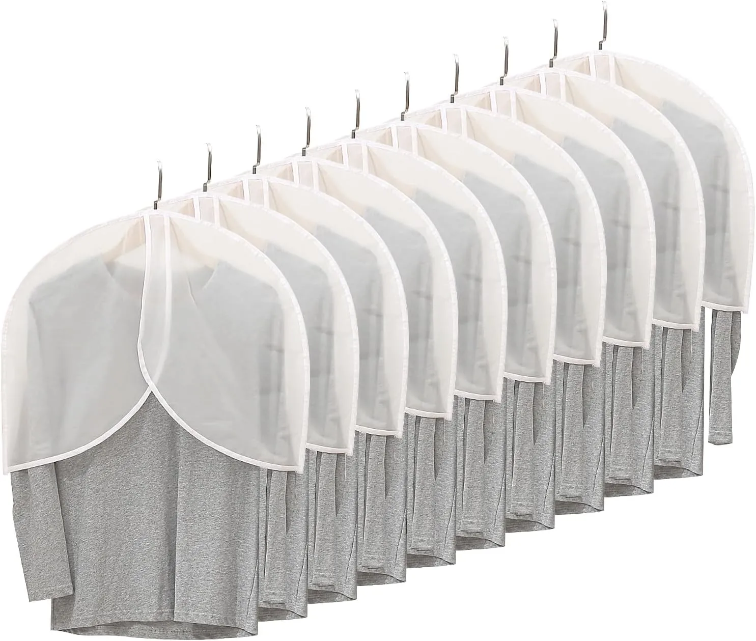 10 Pcs Suit Bags, Translucent Hanging Garment Bags, Shoulder Cover, Plastic Protector for Travel Coat, Shirt, 23.6x17.7in
