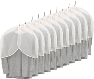 10 Pcs Suit Bags, Translucent Hanging Garment Bags, Shoulder Cover, Plastic Protector for Travel Coat, Shirt, 23.6x17.7in