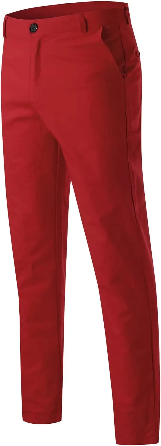 2021 Mens Chino Fit Flat Front Dress Pants Casual Cotton Jeans Slim Fit Skinny Stretchy Slacks Tapered Trousers