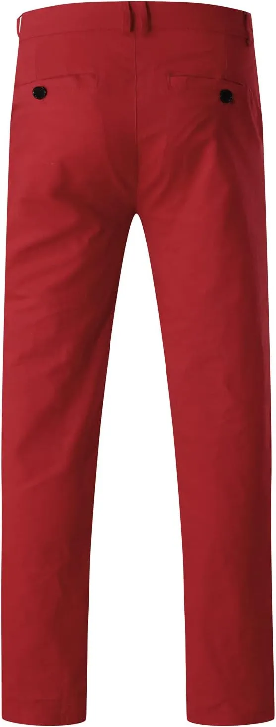 2021 Mens Chino Fit Flat Front Dress Pants Casual Cotton Jeans Slim Fit Skinny Stretchy Slacks Tapered Trousers