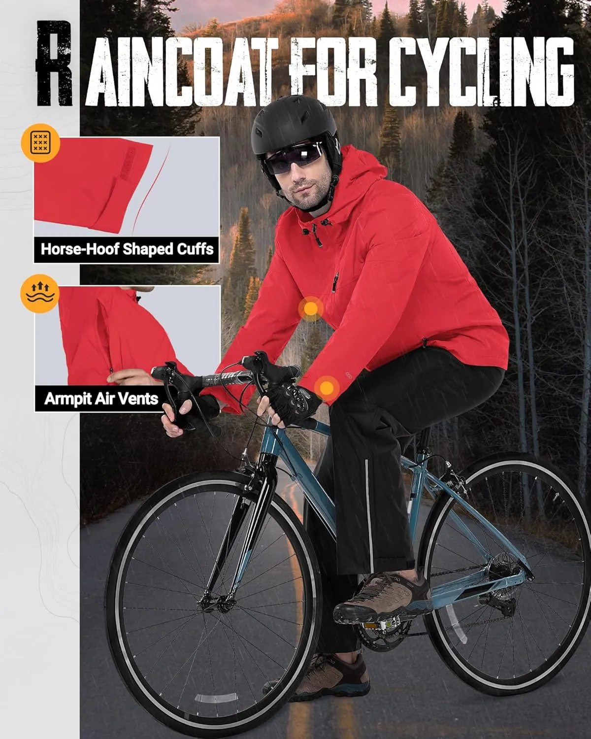 33,000ft Men's Packable Rain Jacket Lightweight Rain Shell Jacket with Hood Waterproof Raincoat for Cycling