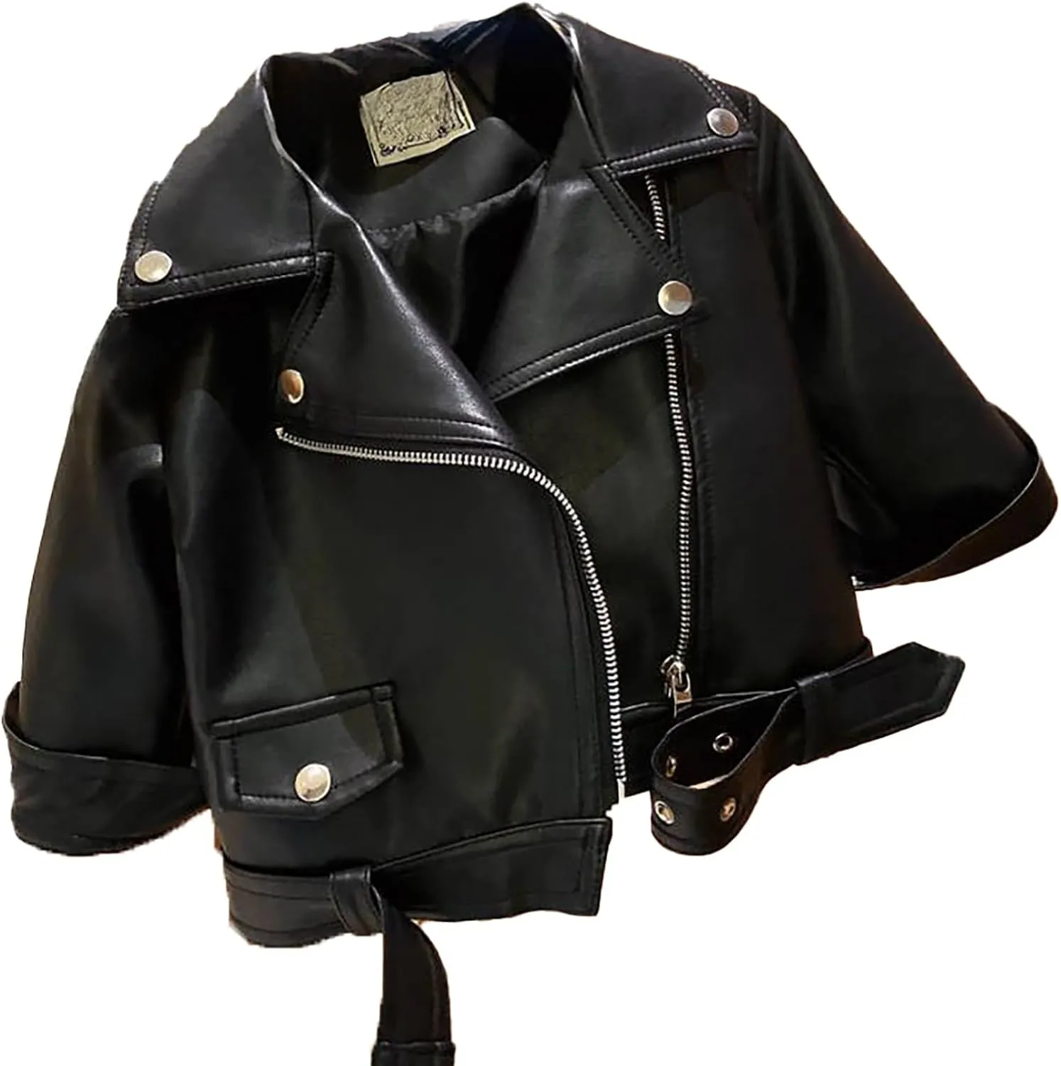 Baby Leather Motorcycle Jacket Coat Toddler Infant Zipper Fall Winter Solid Color Long Sleeve Outerwear Jackets
