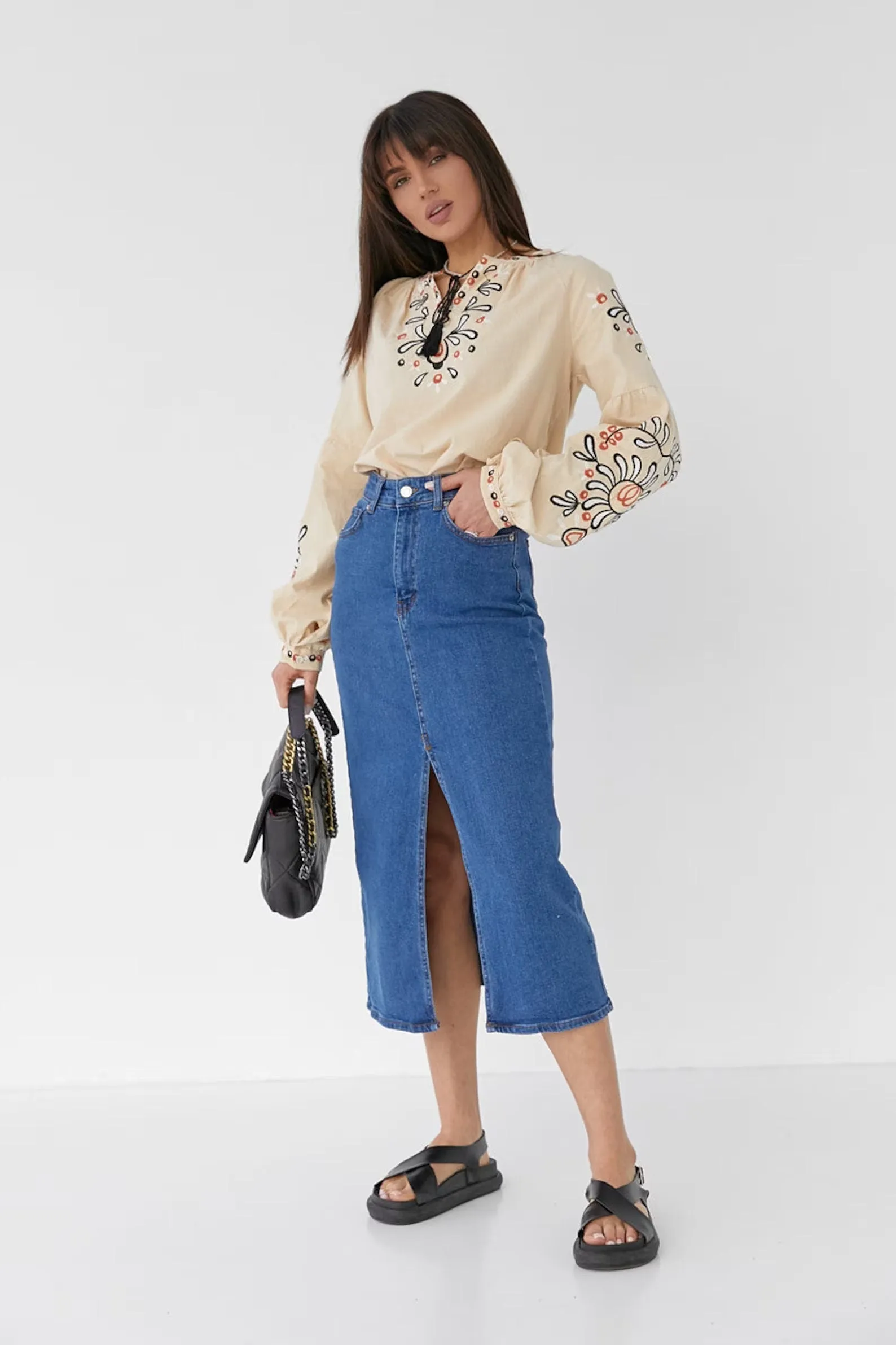 Bohemian Flair Linen-Cotton Blouse