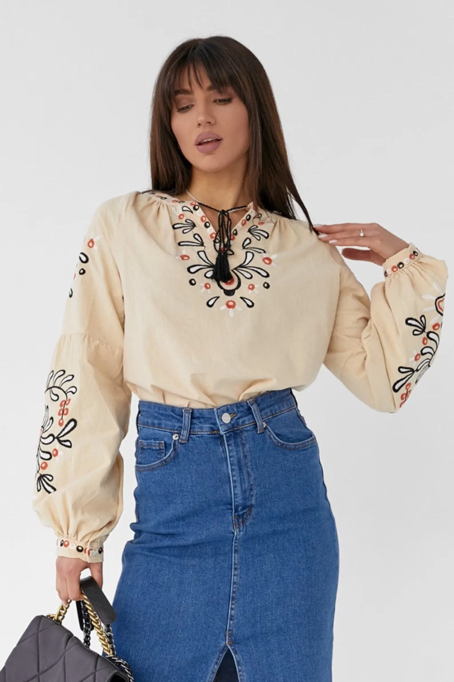 Bohemian Flair Linen-Cotton Blouse
