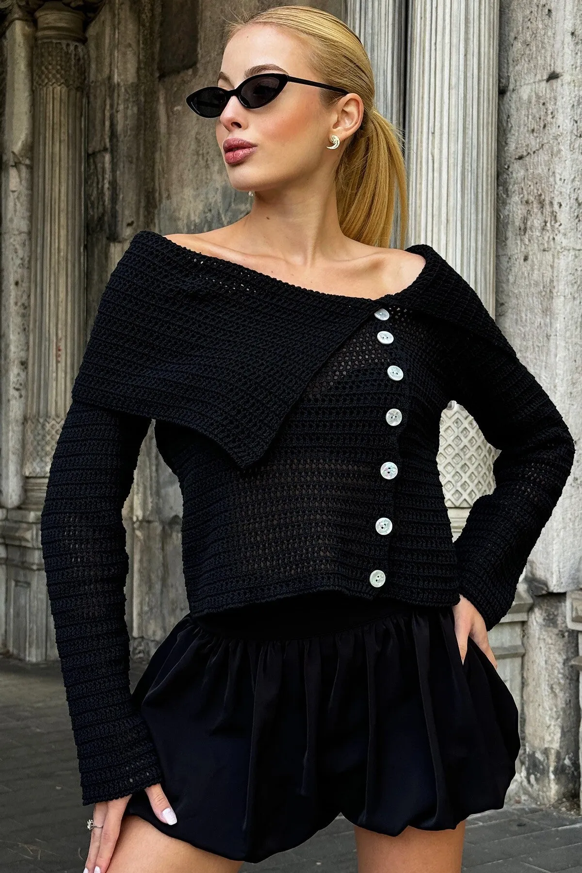 Boho-Inspired Openwork Blouse