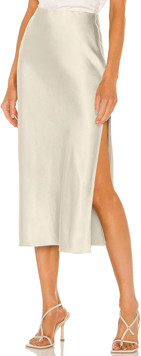 Boho Maxi Skirts for Women High Waist Flowy Skirt Long A-Line Summer Skirt with Slit