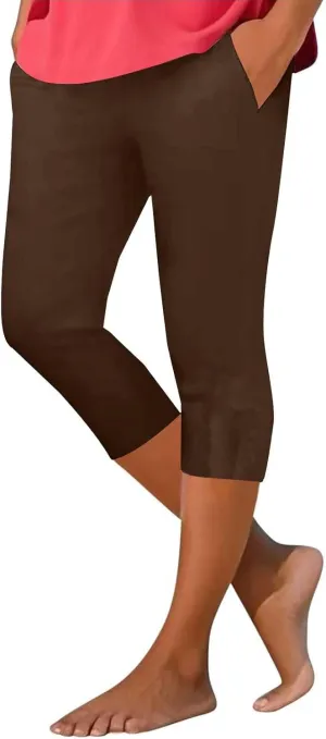 Capri Leggings for Women Summer High Waist Yoga Capris Soft Stretch Workout 3/4 Tight Pants Running Crop Trousers