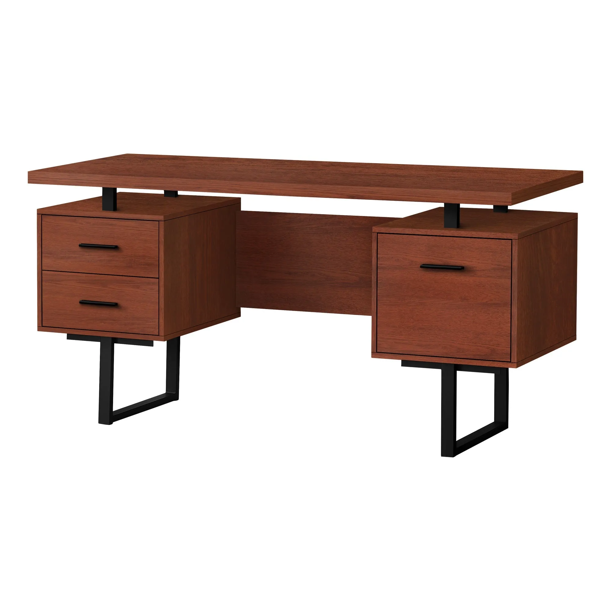 Computer Desk - 60"L / Cherry / Black Metal