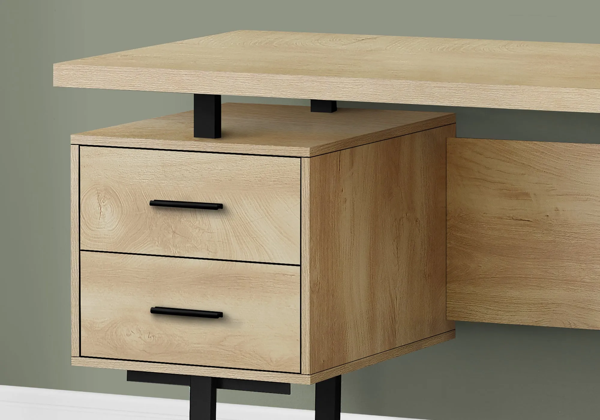 Computer Desk - 60"L / Natural / Black Metal