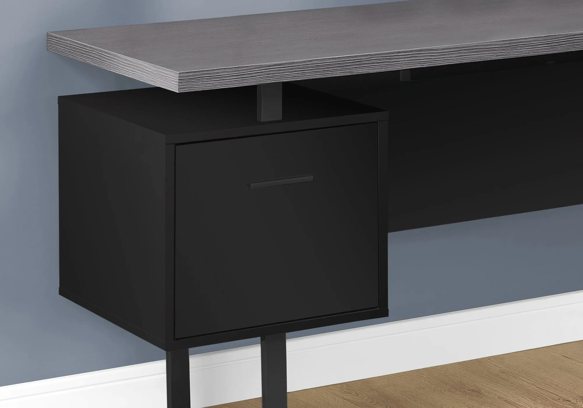 Computer Desk - 70"L / Black / Grey Top Left/Right Facing