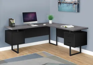 Computer Desk - 70"L / Black / Grey Top Left/Right Facing