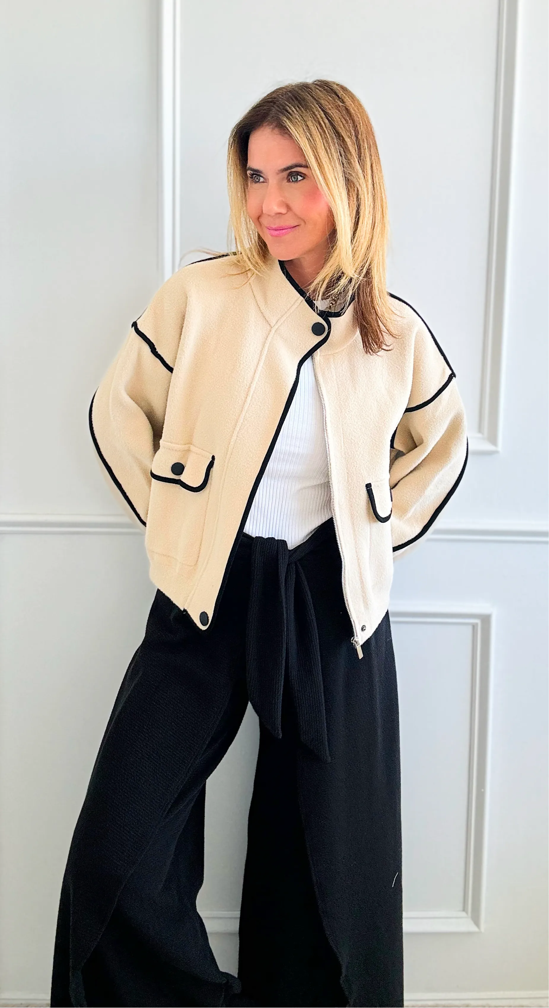 Contrast High Neck Jacket
