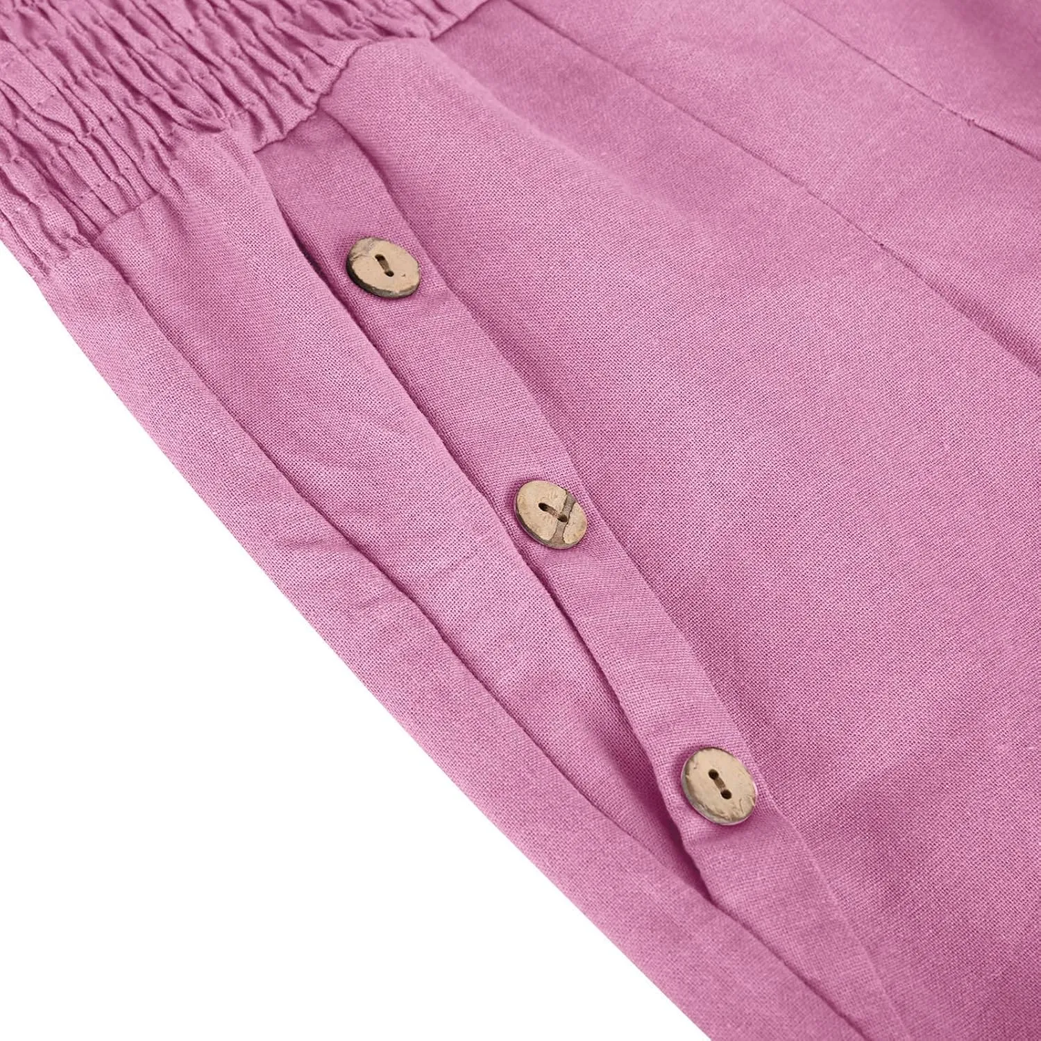 Cotton and Linen Pants for Womens High Waist Stretch Soft Pleated Trousers Summer Beach Lounge Pant with Pockets