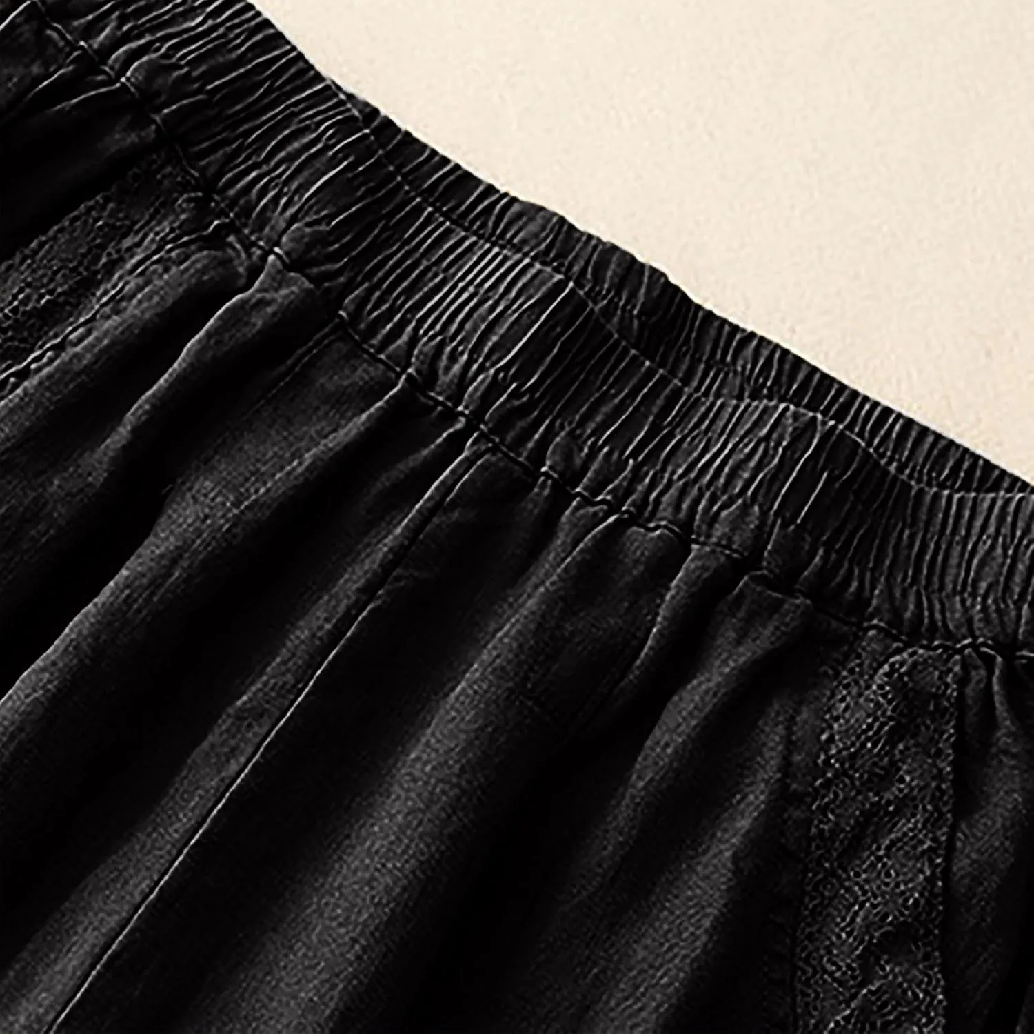 Cotton Linen Trousers Womens Solid Color Loose Straight Pants Casual Soft Lightweight Wide Leg Pants with Pockets