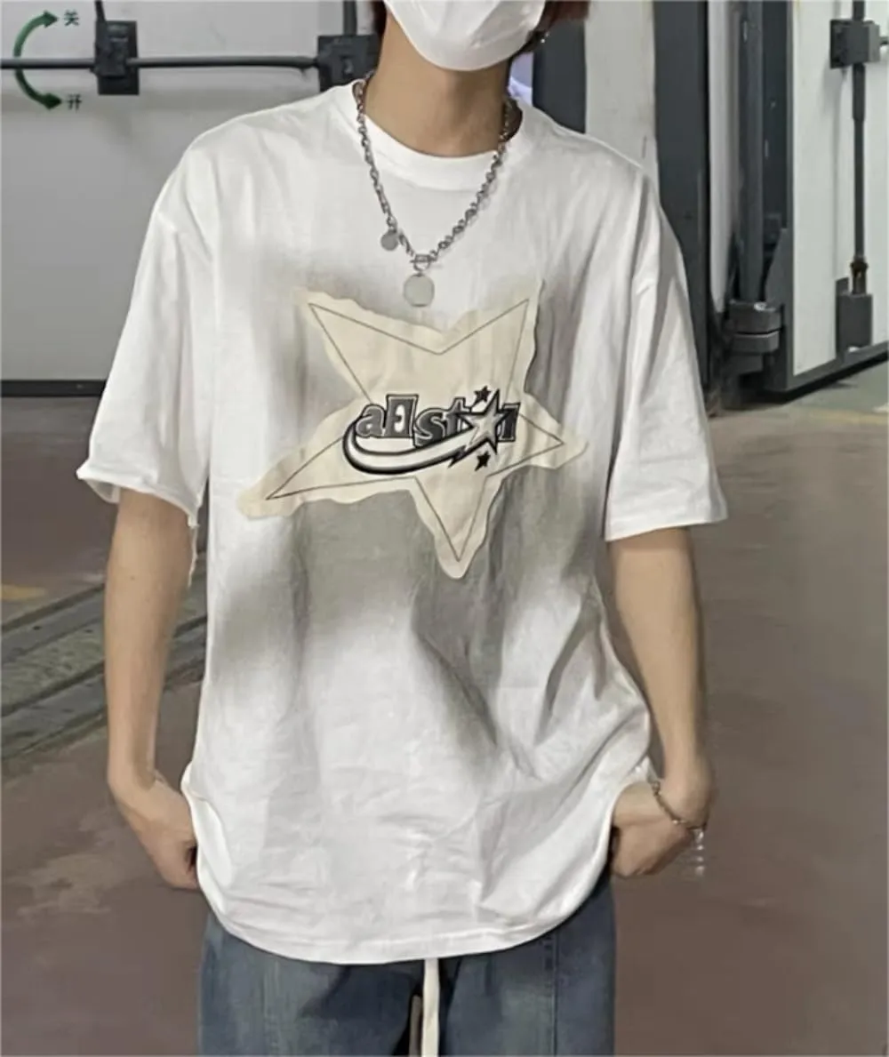 CUTEGAL Y2K 90s Star Shirt Star Top Vintage Oversize Shirts Graphic Tees Mens Womens Y2k Tops Casual Unisex Streetwear