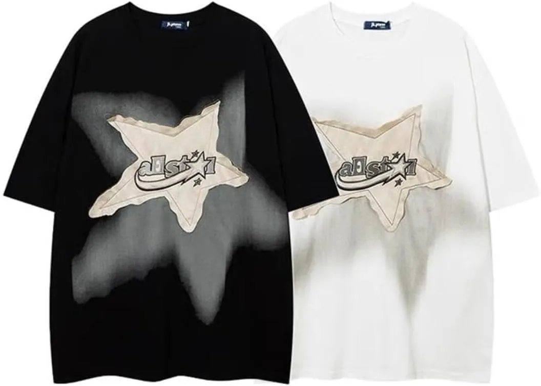 CUTEGAL Y2K 90s Star Shirt Star Top Vintage Oversize Shirts Graphic Tees Mens Womens Y2k Tops Casual Unisex Streetwear