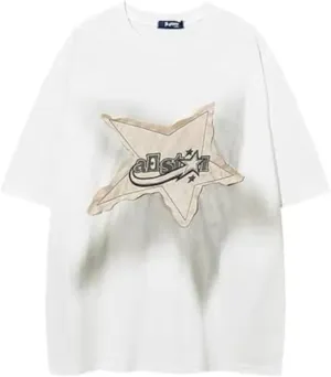 CUTEGAL Y2K 90s Star Shirt Star Top Vintage Oversize Shirts Graphic Tees Mens Womens Y2k Tops Casual Unisex Streetwear