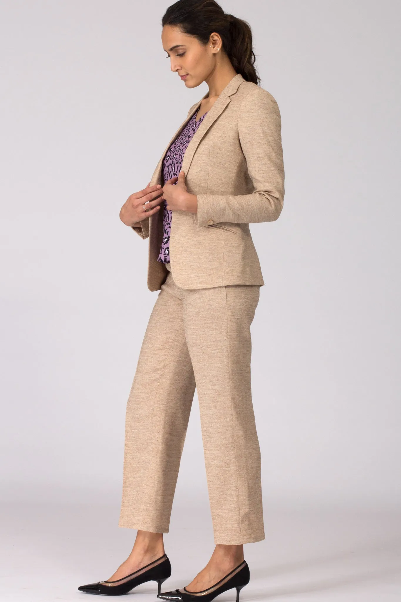 Desert Sand Notch Lapel Lightweight Blazer with Trousers