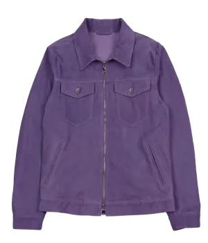 *FINAL SALE* Zipped Trucker Soft Suede Jacket in Tayberry