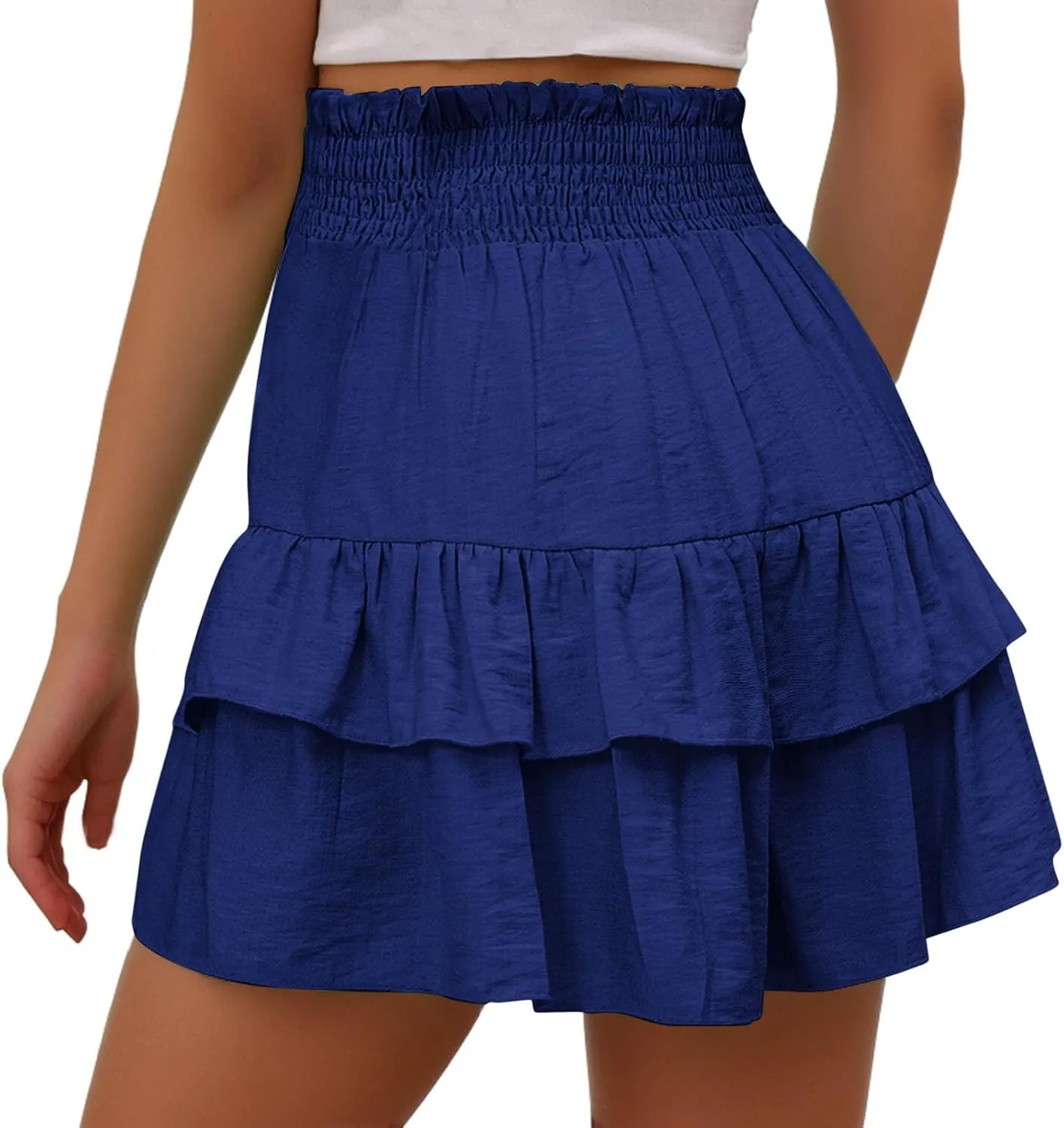 High Waisted Shorts Women Summer Ruffled Flowy Elastic Waist Mini Skirts Casual Tiered Layered Clothes Trendy 2025