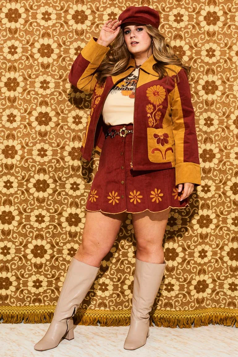 Honey Hi Corduroy Flower Skirt