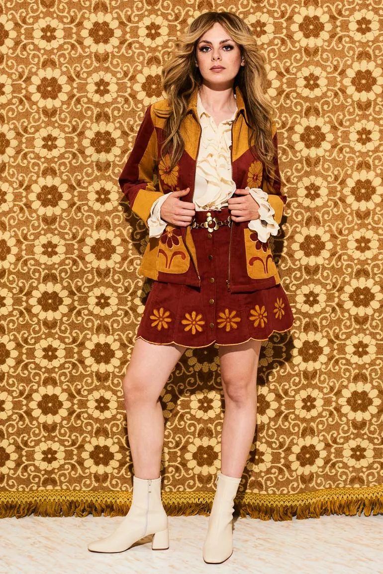 Honey Hi Corduroy Flower Skirt