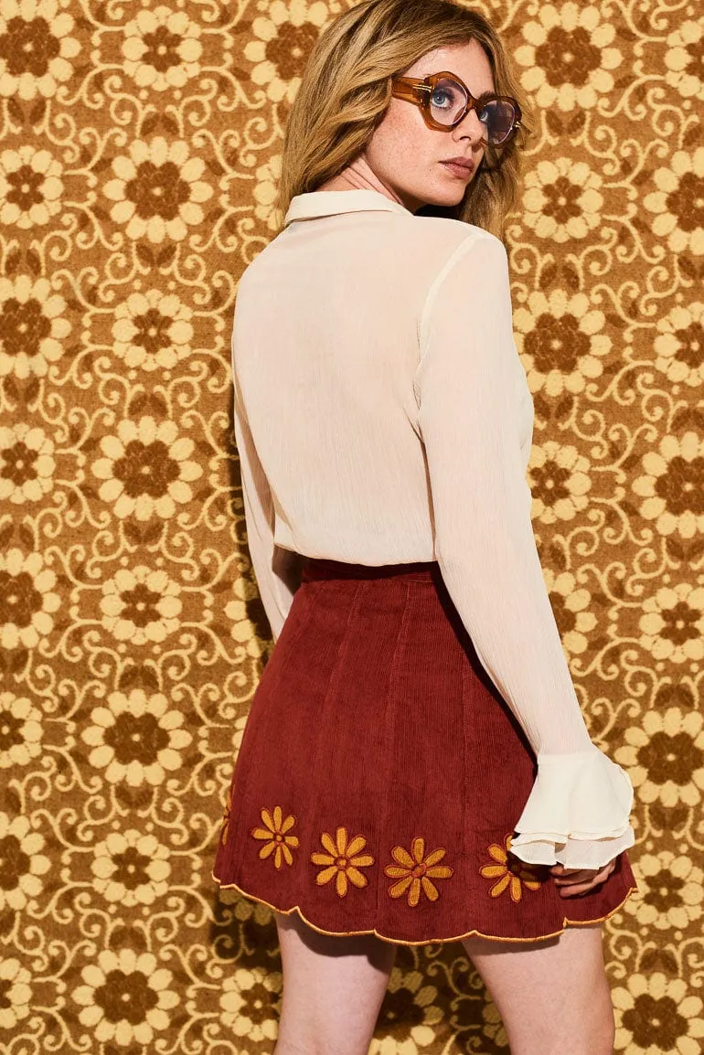 Honey Hi Corduroy Flower Skirt