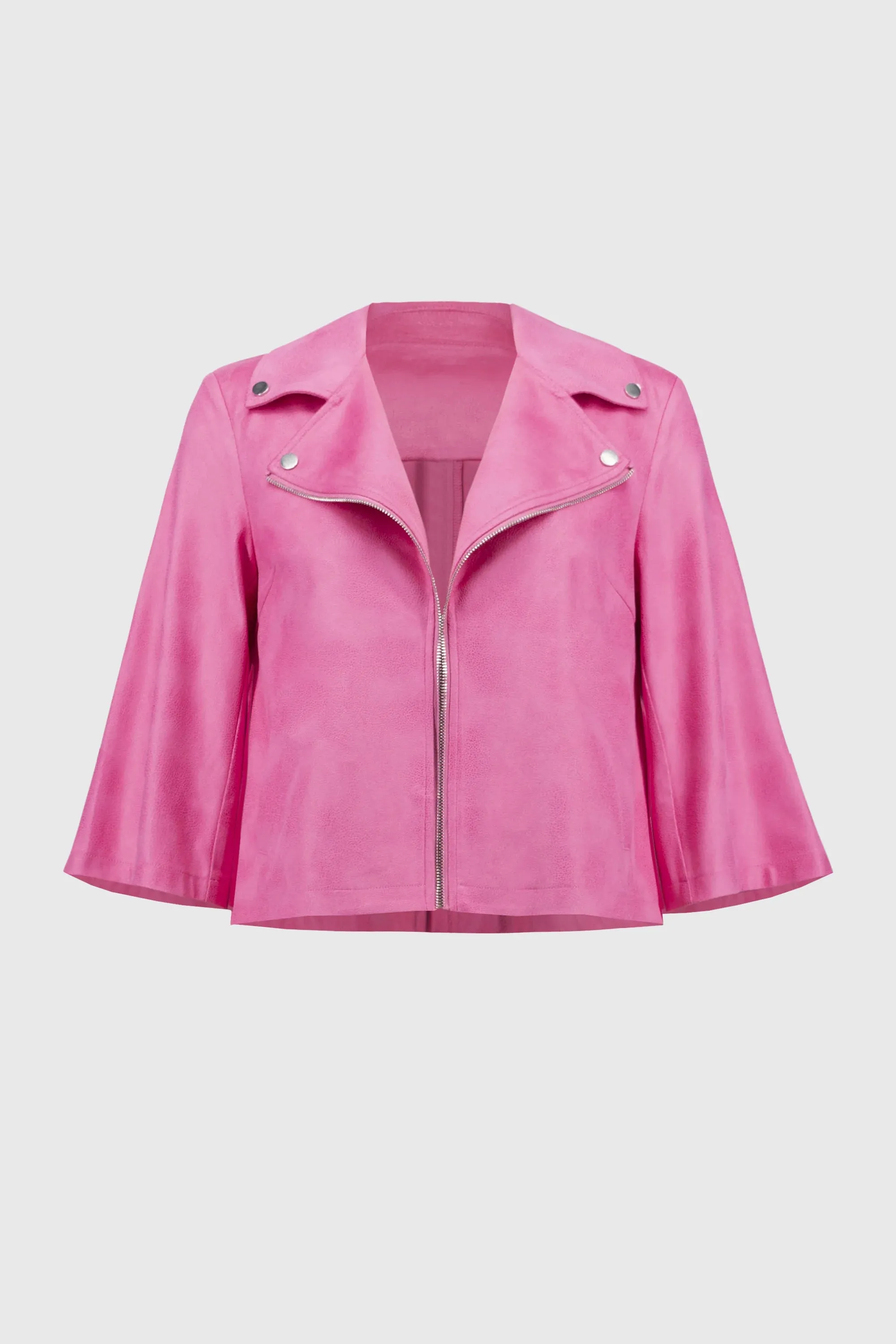 Joseph Ribkoff Bubble Gum Foiled Faux Suede Swing Jacket