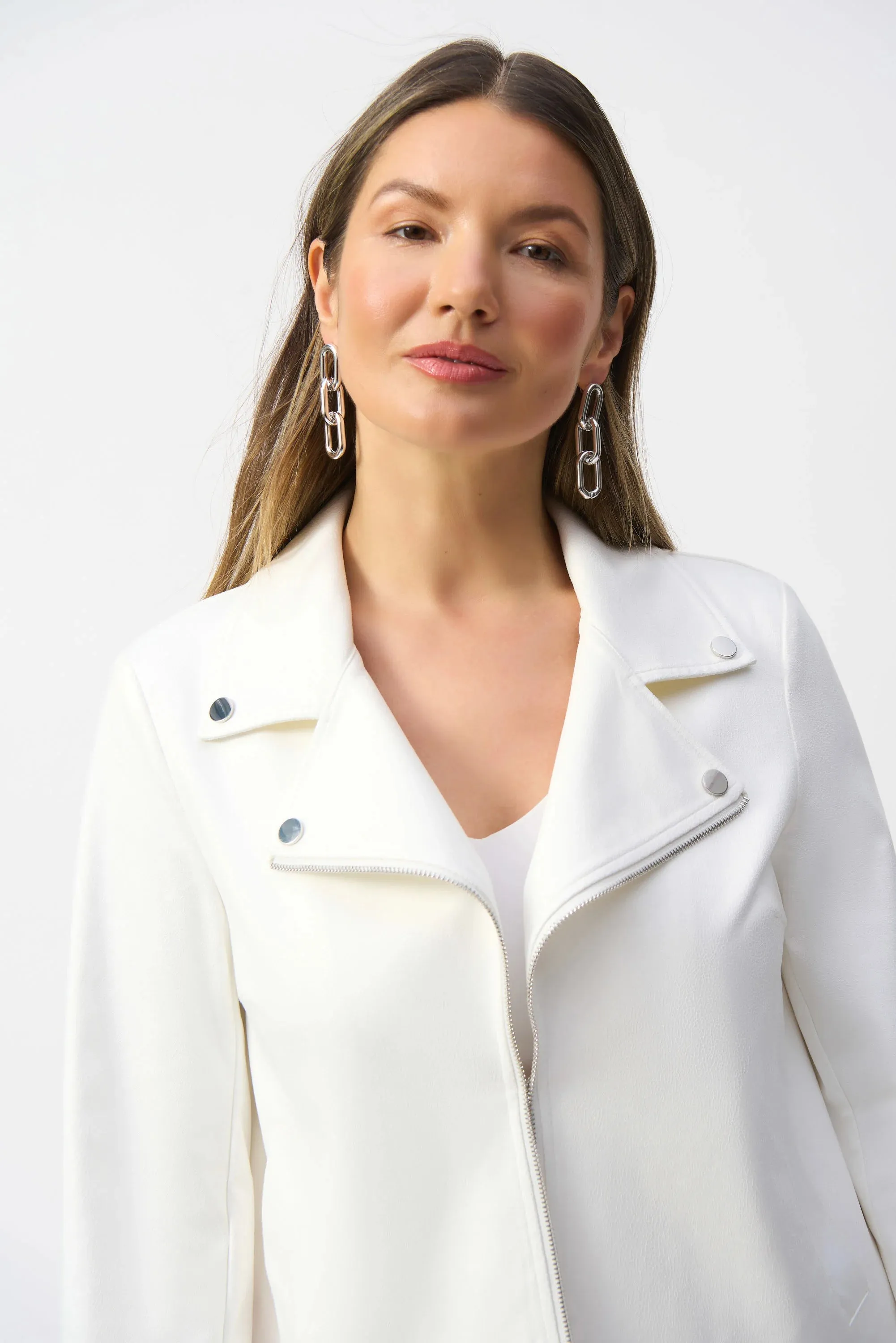 Joseph Ribkoff Vanilla Foiled Faux Suede Swing Jacket
