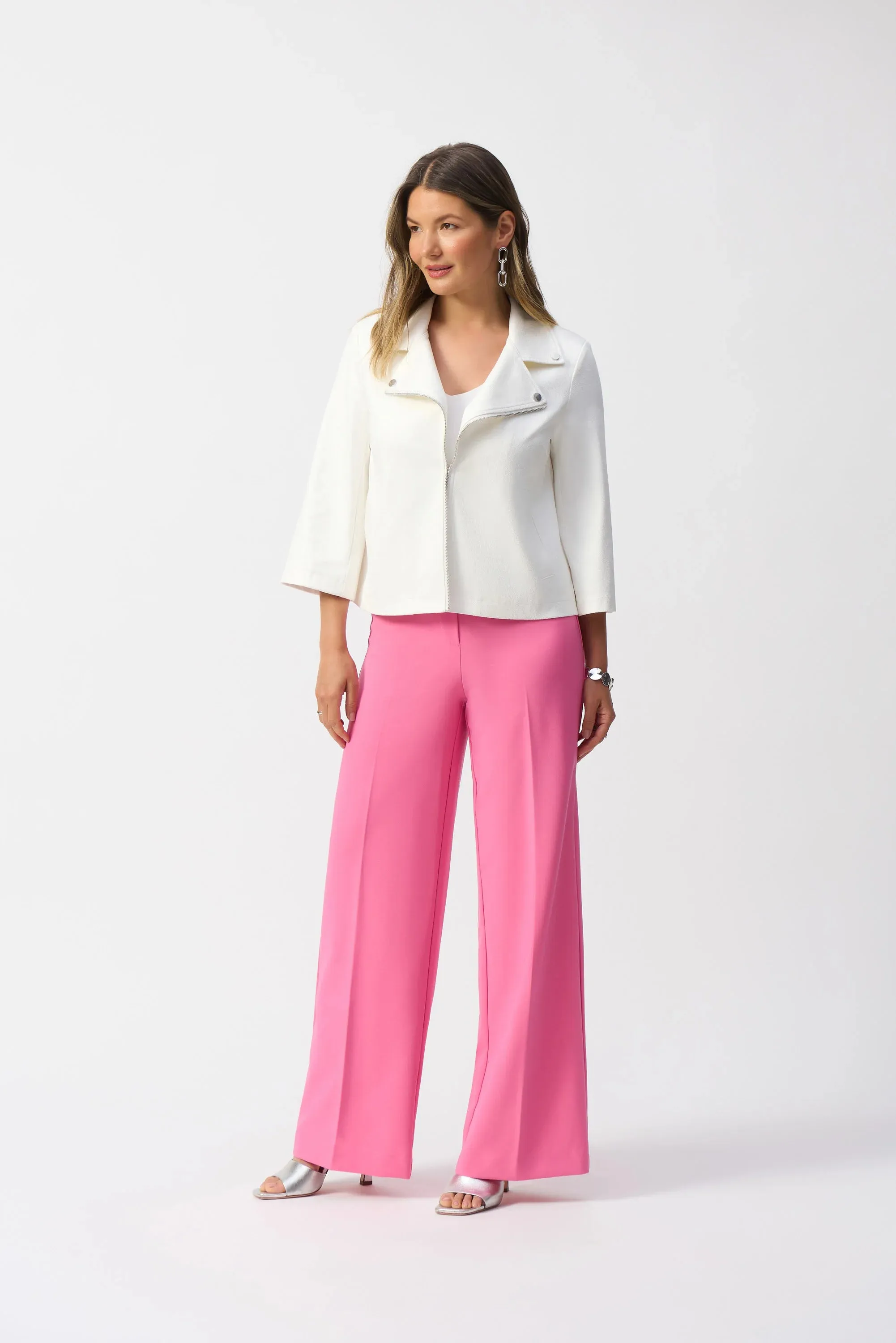 Joseph Ribkoff Vanilla Foiled Faux Suede Swing Jacket