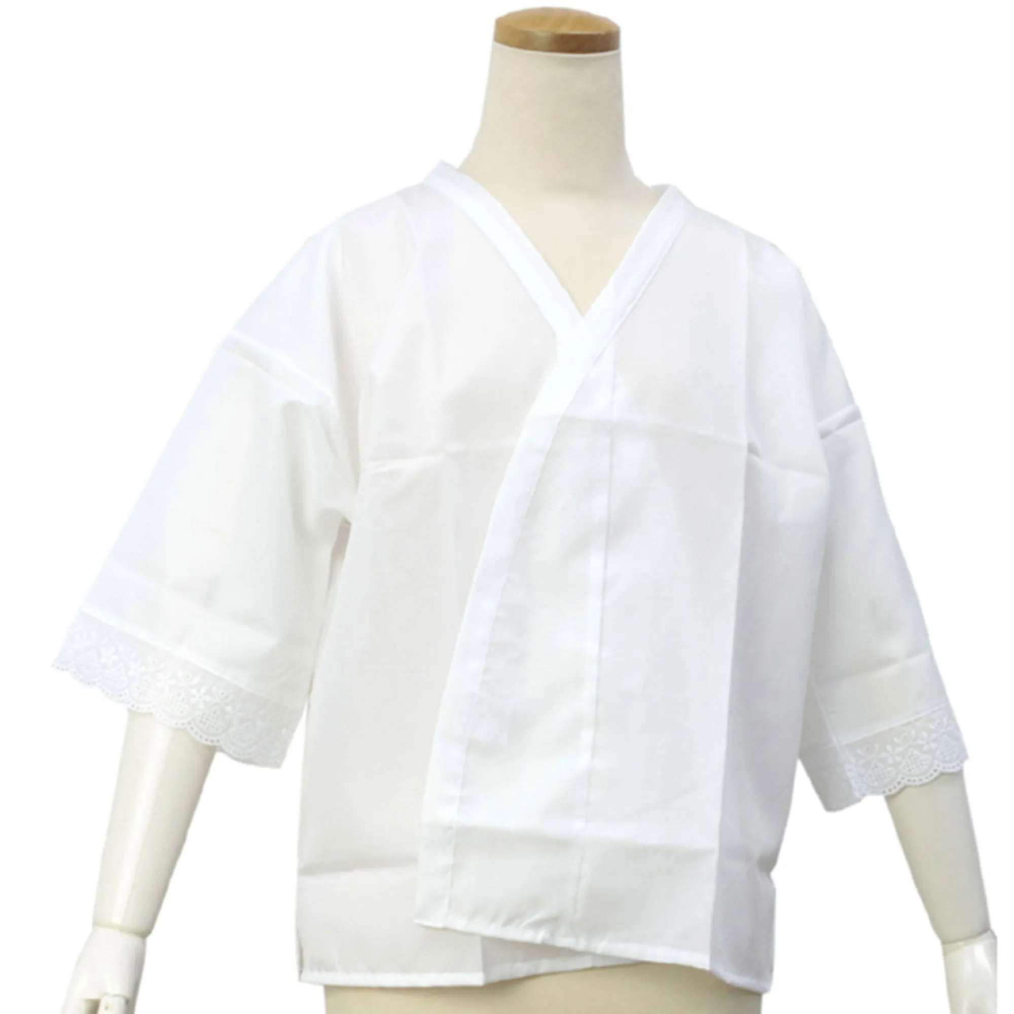 Ladies' Kimono Hadagi, Upper-body undergarment - Front Open, Lace Cuff, Separete type