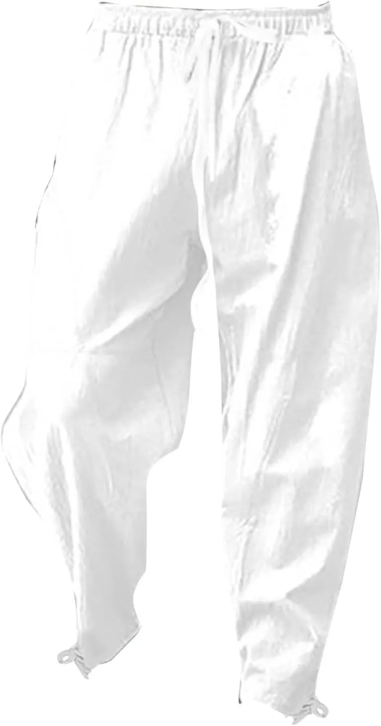 Linen Pants Men Lounge Straight-Leg Lightweight 2025 Vacation Work Pant Soft with Pocket Fashion Breathable Outfits