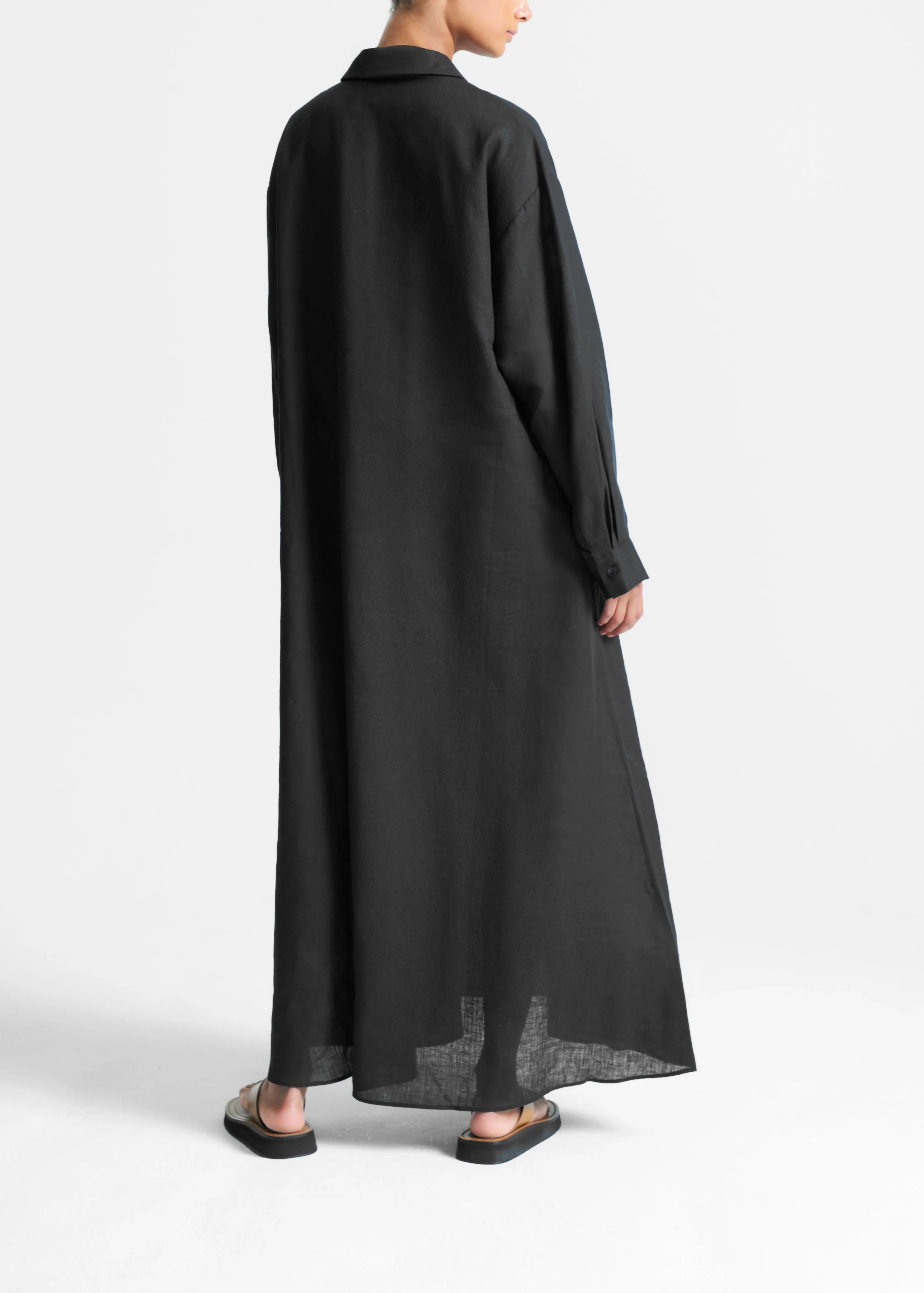 Lisbon Shirt Dress Black Organic Linen