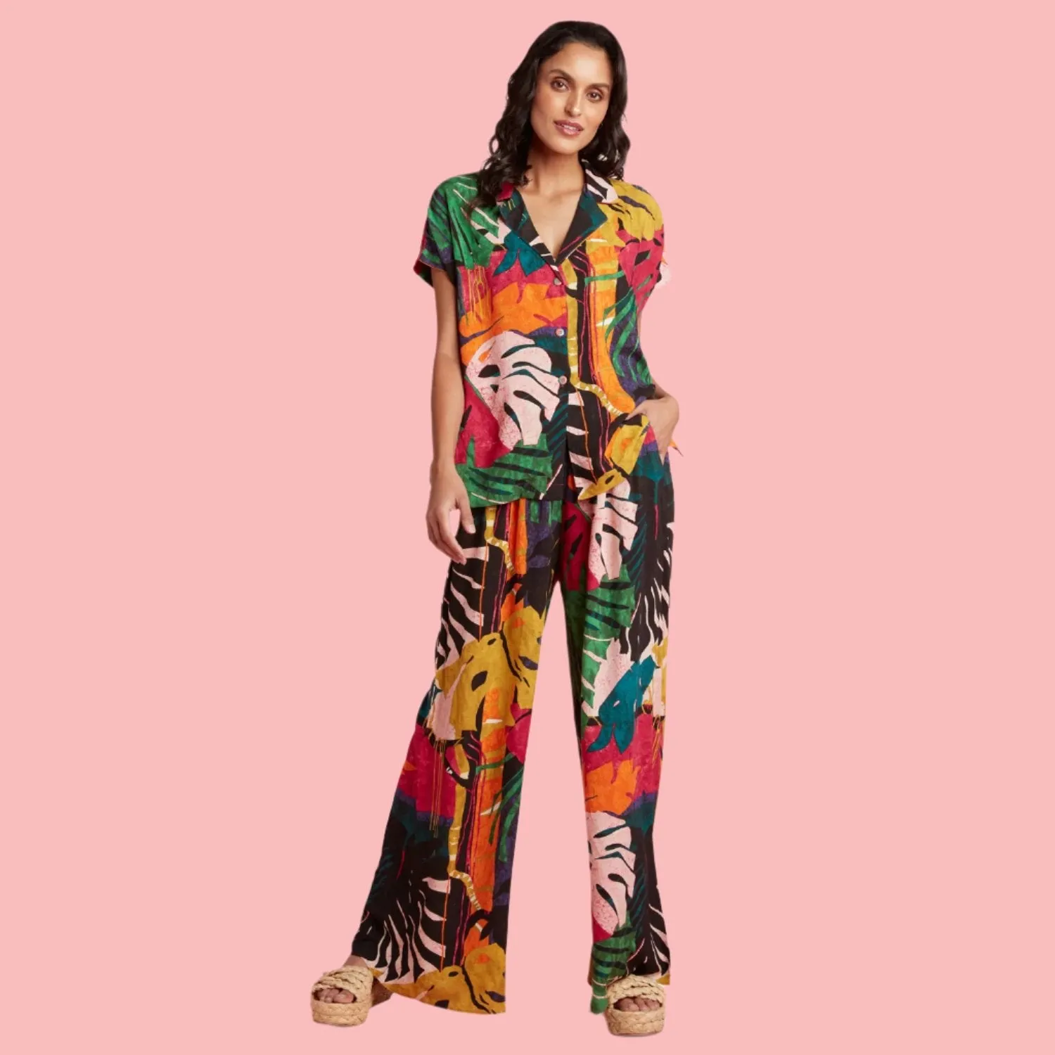 Long Wide Leg Pants - Fern Grotto