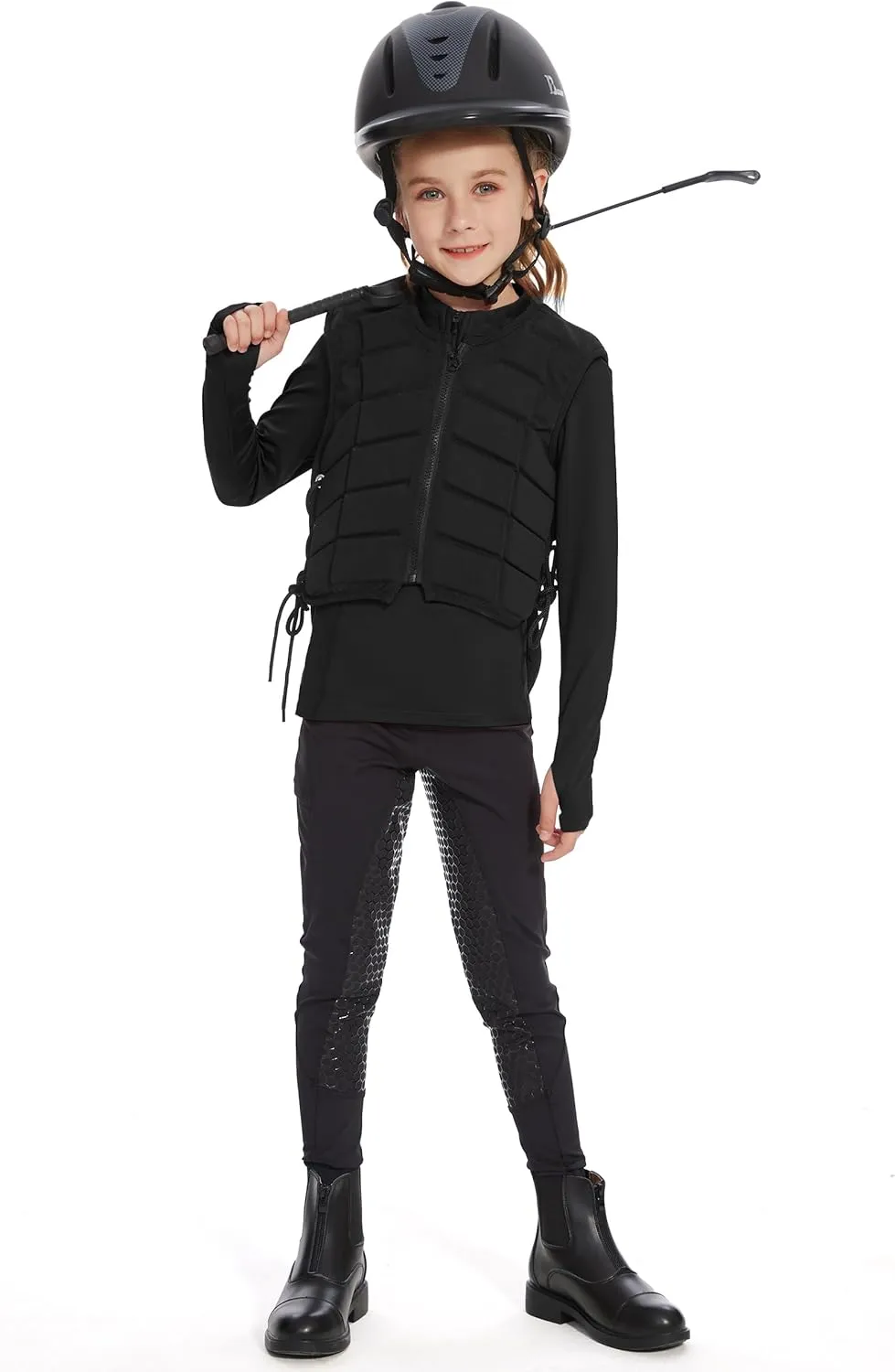 M MOTEEPI Fleece Girls Long Sleeve Shirts Quarter Zip Pullover Equestrian Girls Fall Winter Jackets