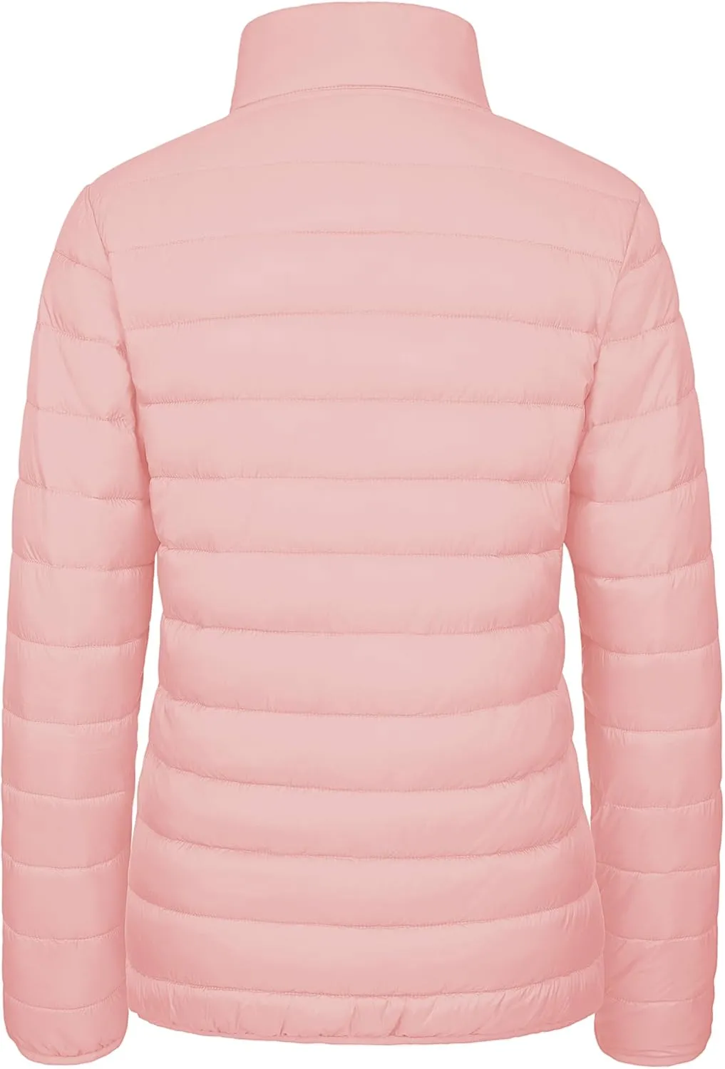 MAGCOMSEN Women's Puffer Jacket Lightweight Quilted Padded 4 Pockets Zip-up Stand-collar Winter Fleece Coat
