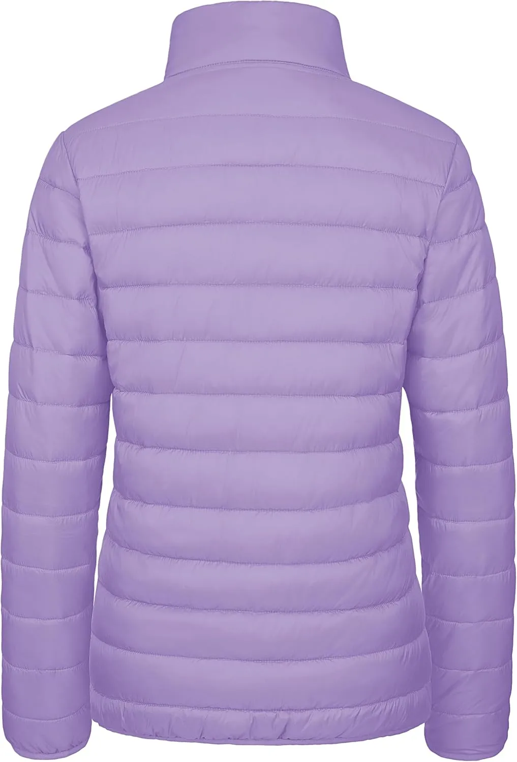 MAGCOMSEN Women's Puffer Jacket Lightweight Quilted Padded 4 Pockets Zip-up Stand-collar Winter Fleece Coat