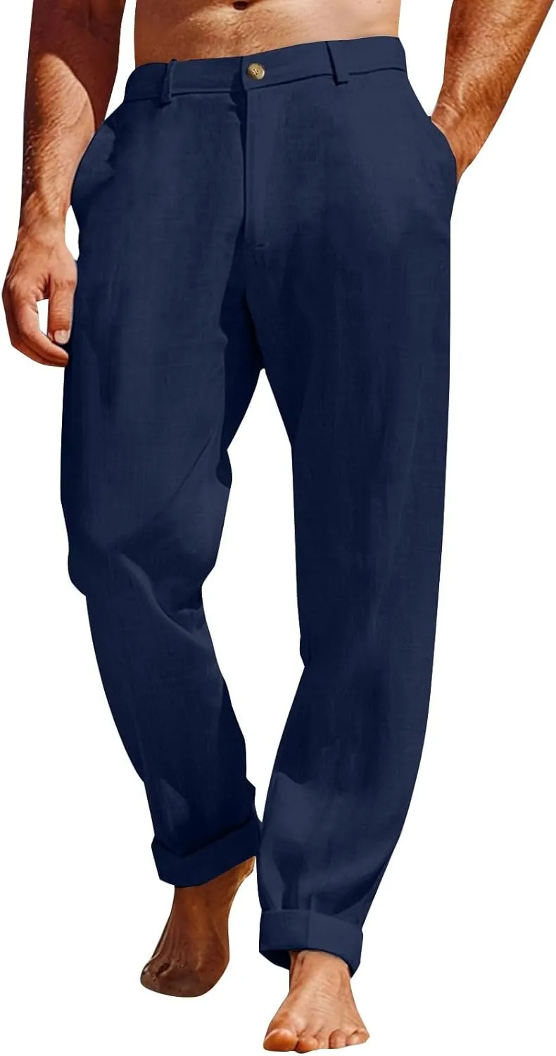 Mens Casual Pants 2025 Lightweight Vacation Lounge Solid Color Comfy Pant Comfort Basic Soft Outdoor Trousers