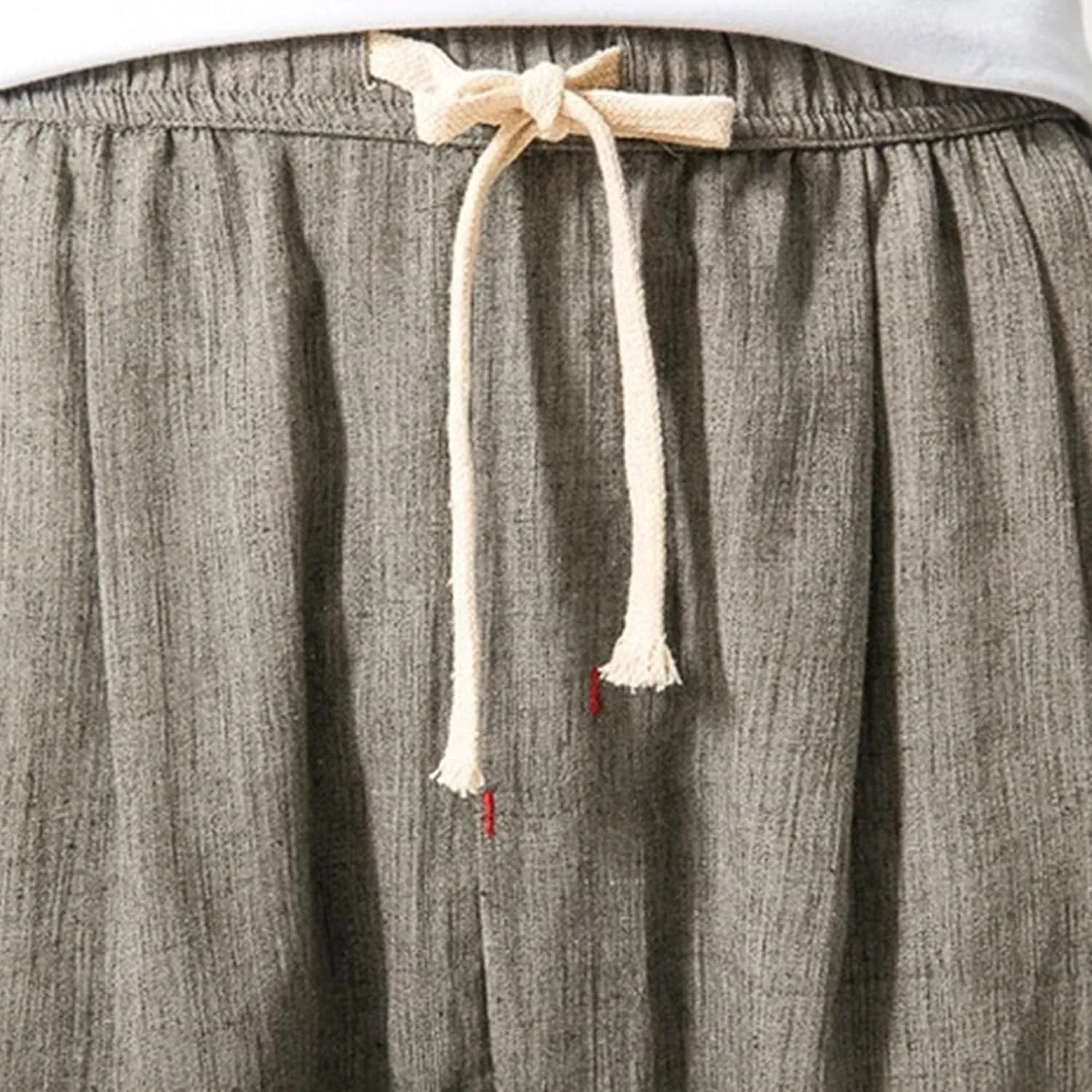 Men's Cotton Linen Lantern Pants Summer Soft Yoga Jogger Slack Casual Elastic Waist Streetwear Trousers
