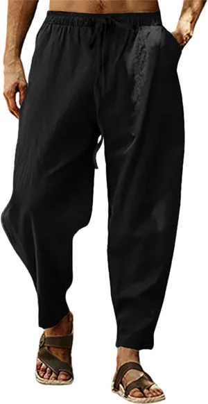 Men's Pants Elastic-Waisted Work Casual Drawstring Trendy Vacation Pants Comfort Outdoor Pull On Soft Outfits