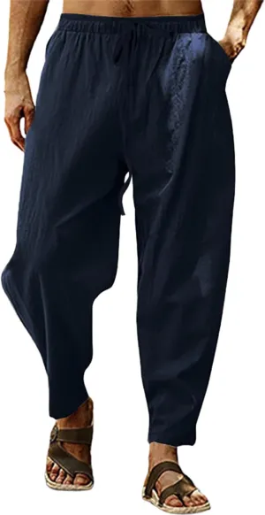 Men's Pants Elastic-Waisted Work Casual Drawstring Trendy Vacation Pants Comfort Outdoor Pull On Soft Outfits