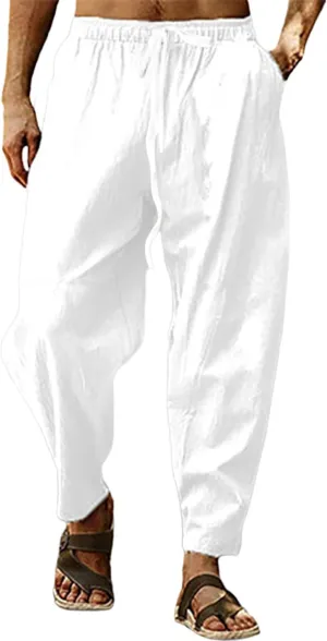 Men's Pants Elastic-Waisted Work Casual Drawstring Trendy Vacation Pants Comfort Soft Outdoor Pull On Outfits