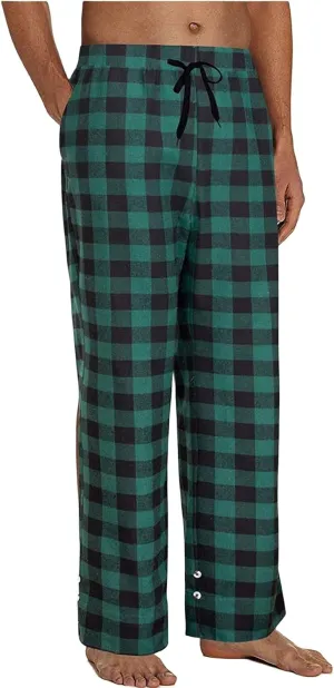 Mens Soft Plaid Long Elastic Waist with 2 Pockets Fleece Sleep Lounge Pajama Bottoms Pants