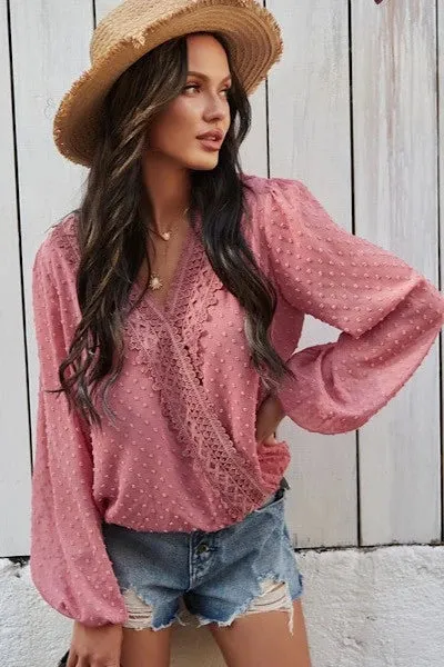 Miss Sparkling Pink Boho Dotted Blouse