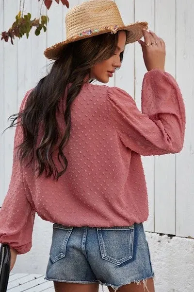 Miss Sparkling Pink Boho Dotted Blouse