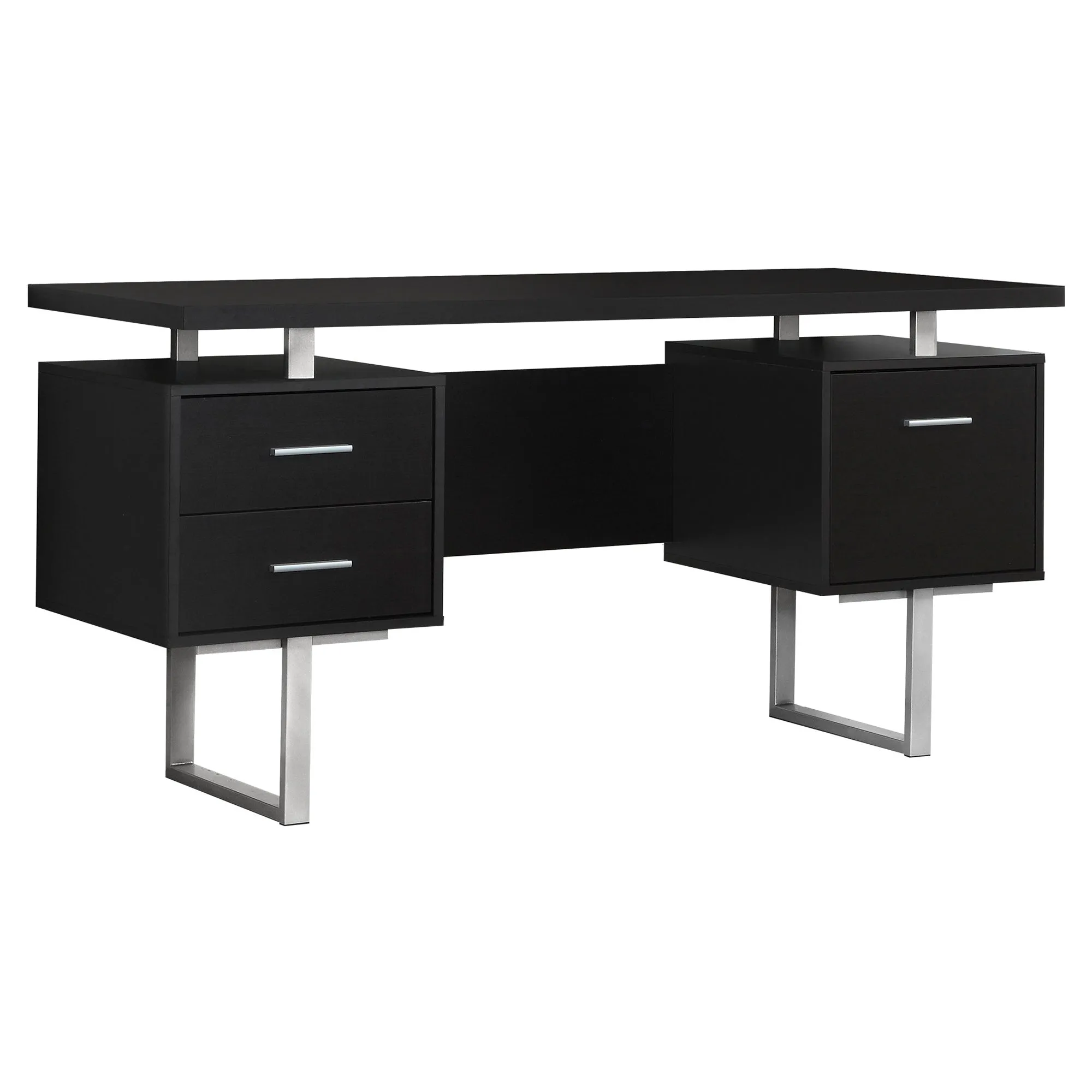 OFFICE SERIES - 60"L / ESPRESSO / SILVER METAL