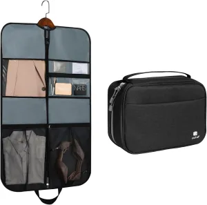 pack all Travel Accessories Bundle | 1 x Garment Bag (Grey) & 1 x Electronic Organizer Plus (Black)