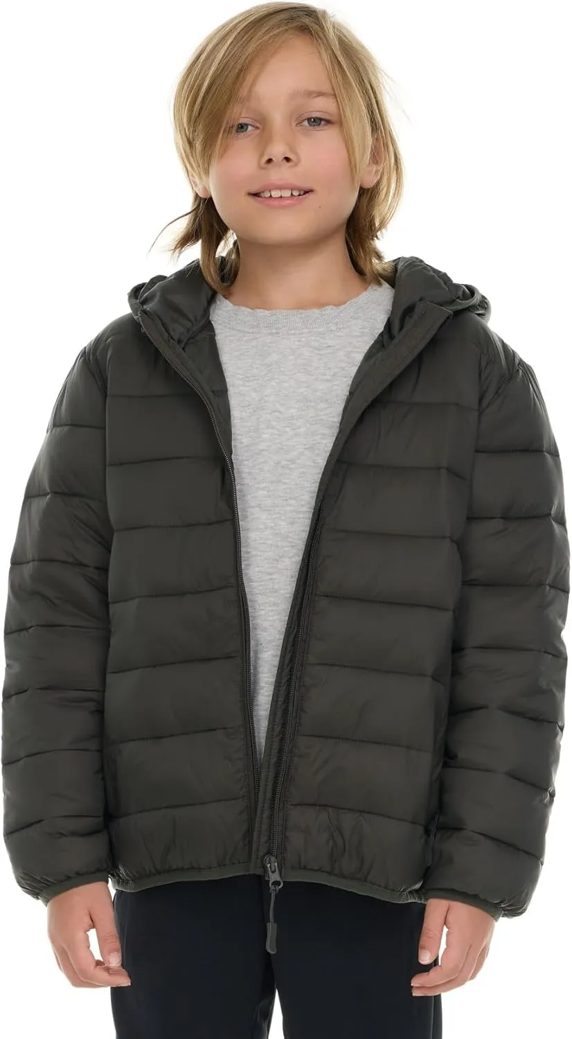 Packable Boys Puffer Jacket with Hood, Lightweight Boys Winter Jacket