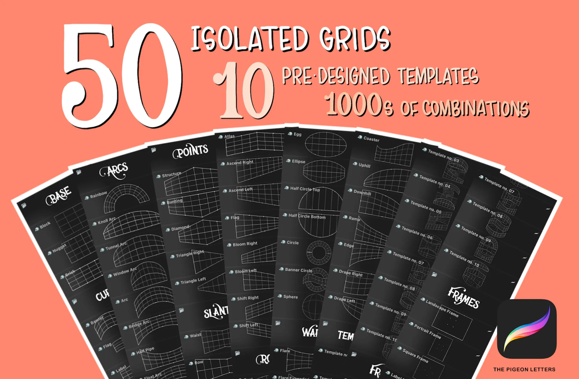 Pigeon Grids | Lettering Templates for Procreate