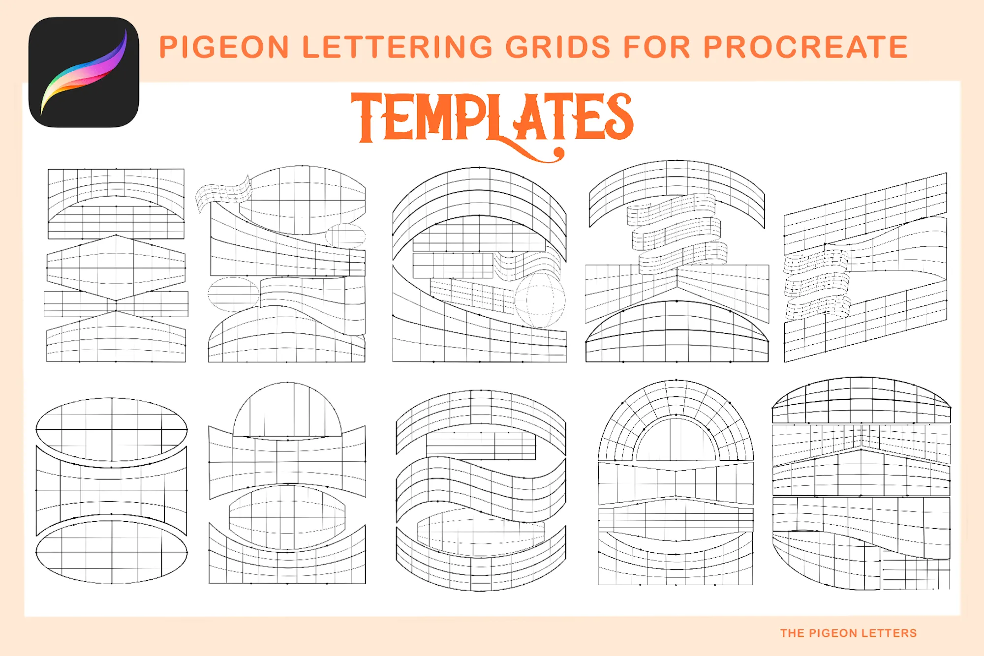 Pigeon Grids | Lettering Templates for Procreate